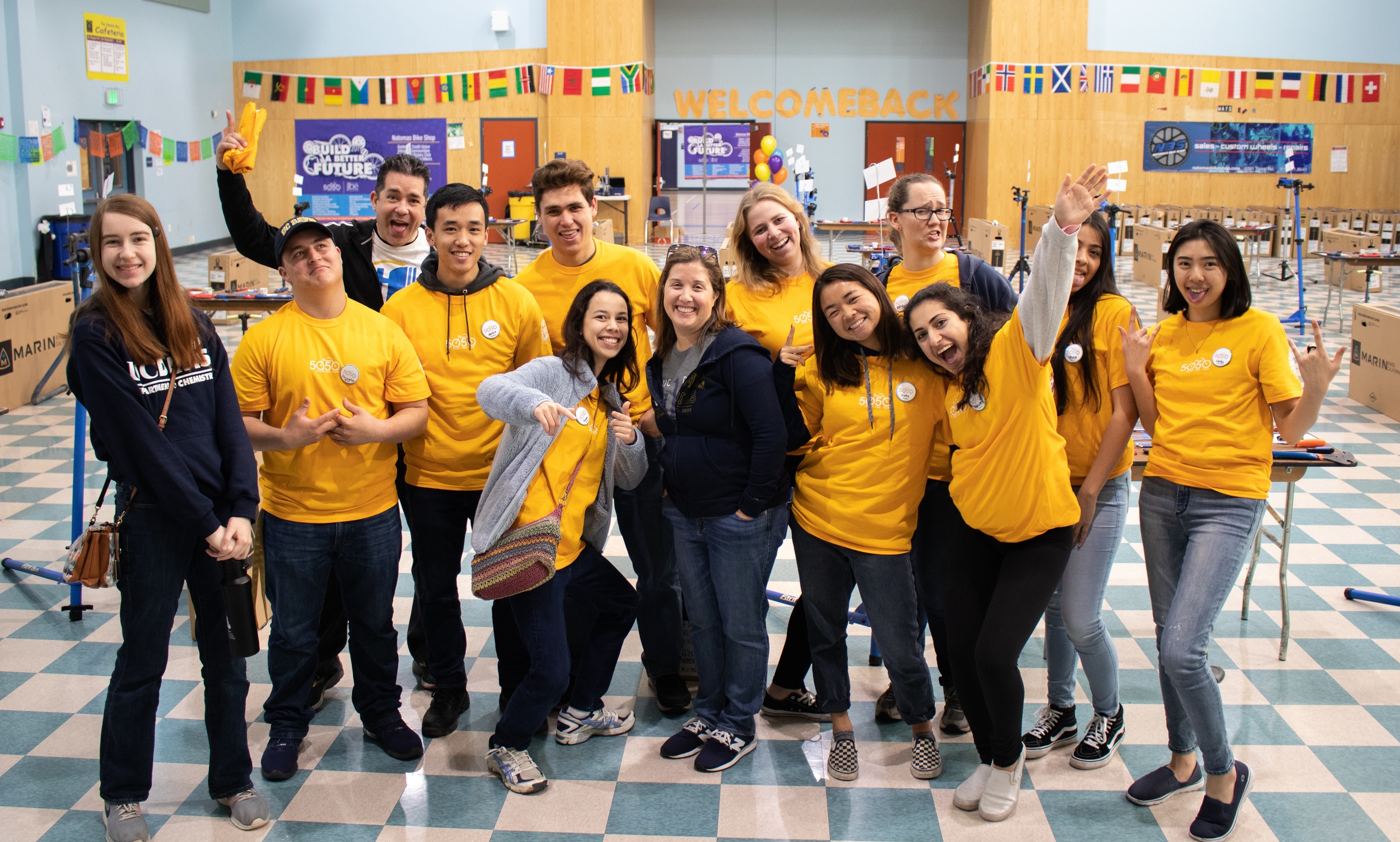 University Honors Program students and staff volunteer at 50 Bikes for 50 Kids on Martin Luther King Jr. Day in January 2019.